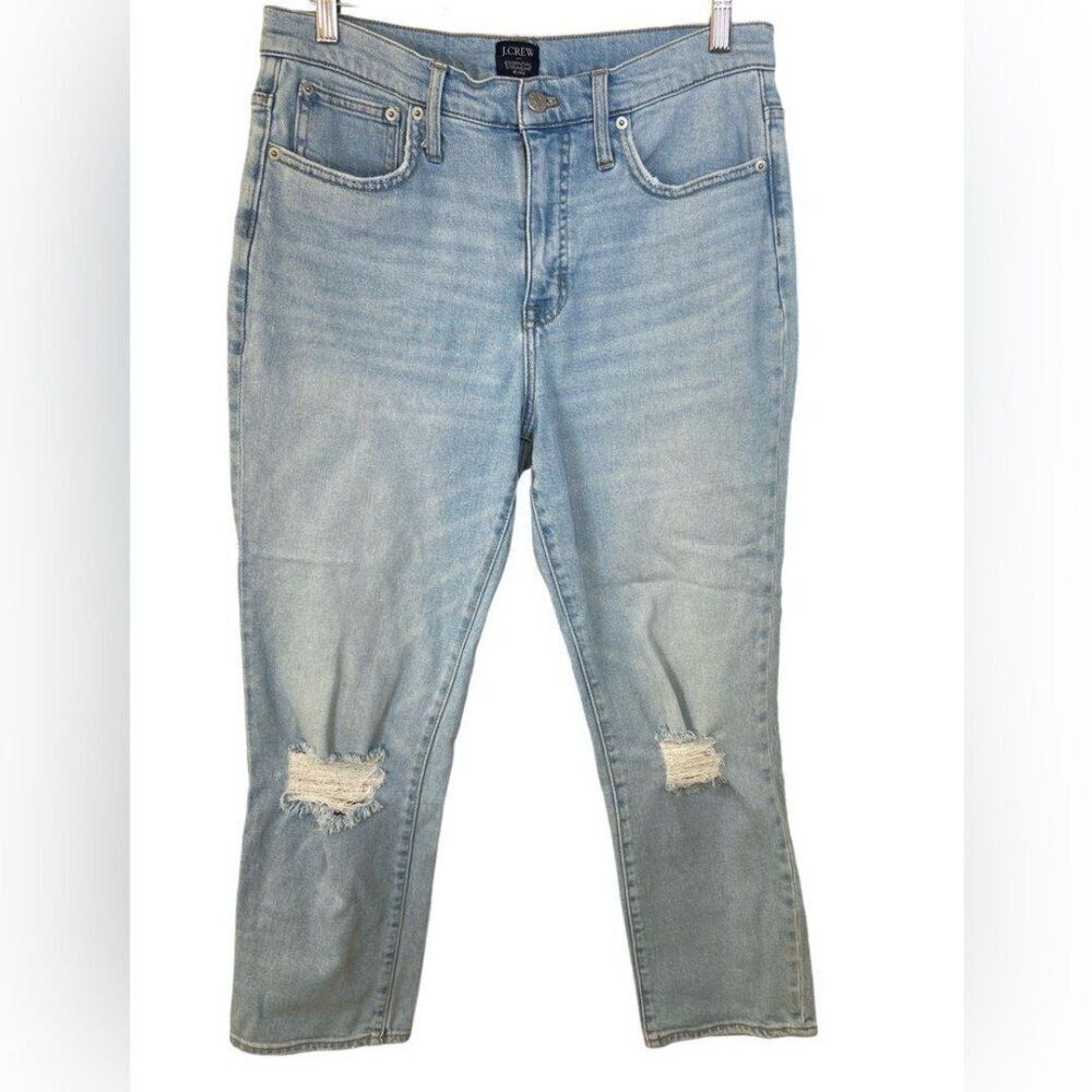 J. Crew Factory Essential Straight Distressed Jean in All Day Stretch Size 30
